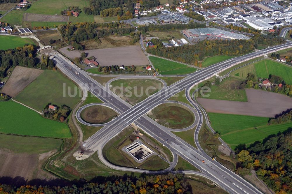 Luftaufnahme Bielefeld - Baustelle des Autobahnkreuzes in Bielefeld im Bundesland Nordrhein-Westfalen