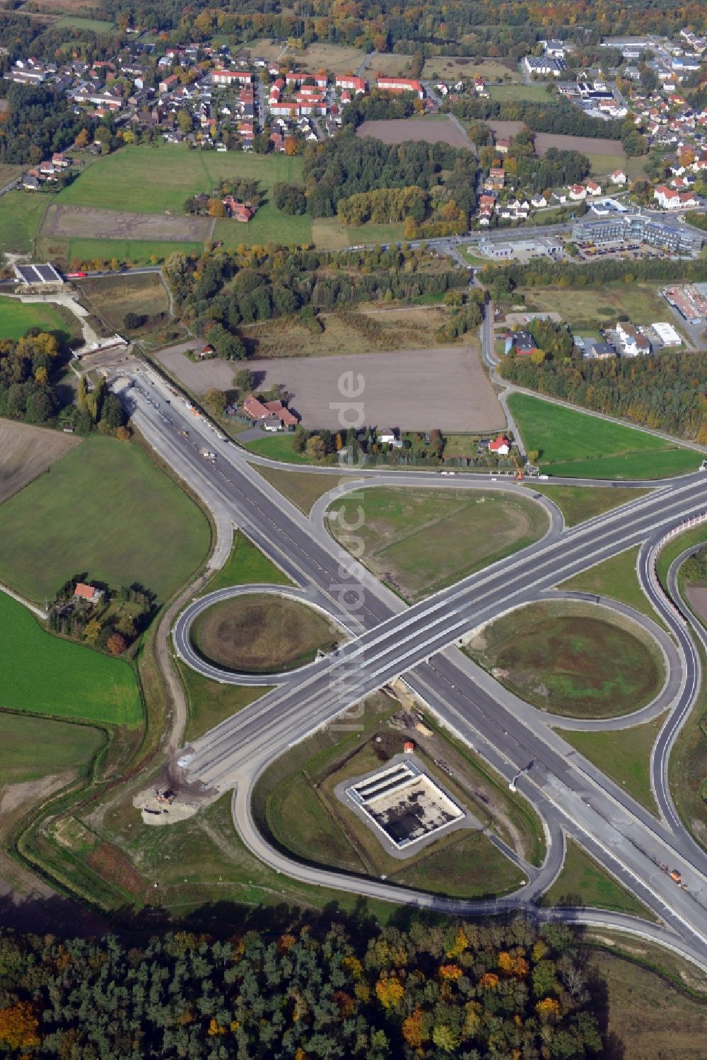 Bielefeld von oben - Baustelle des Autobahnkreuzes in Bielefeld im Bundesland Nordrhein-Westfalen