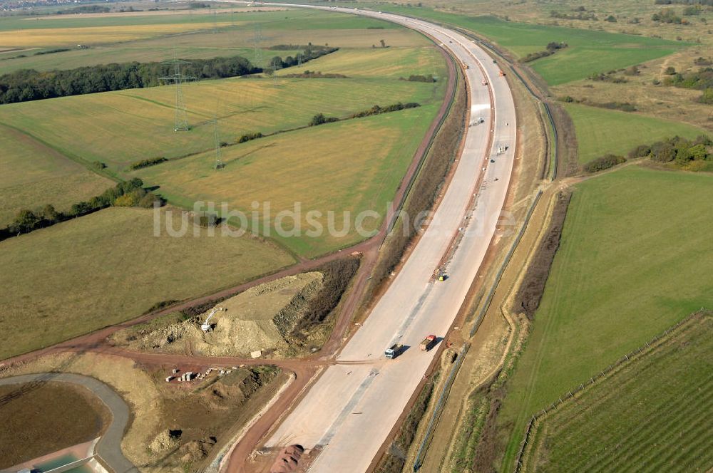 Luftaufnahme Ettenhausen - Baustelle Autobahnverlauf A4 bei Ettenhausen