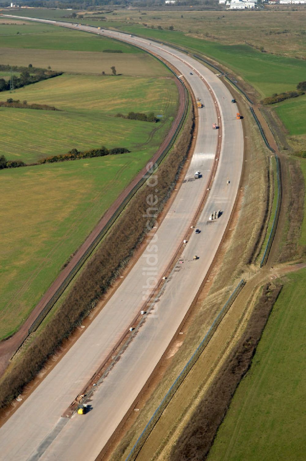 Ettenhausen von oben - Baustelle Autobahnverlauf A4 bei Ettenhausen