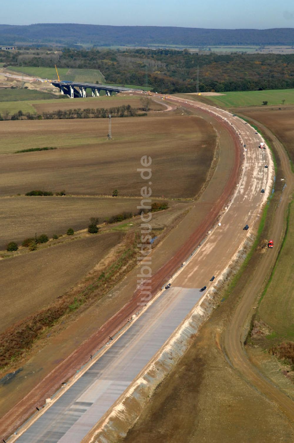 Ettenhausen aus der Vogelperspektive: Baustelle Autobahnverlauf A4 bei Ettenhausen