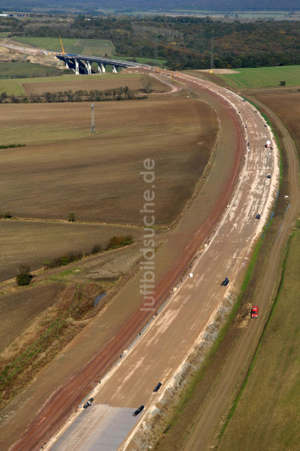 Luftbild Ettenhausen - Baustelle Autobahnverlauf A4 bei Ettenhausen