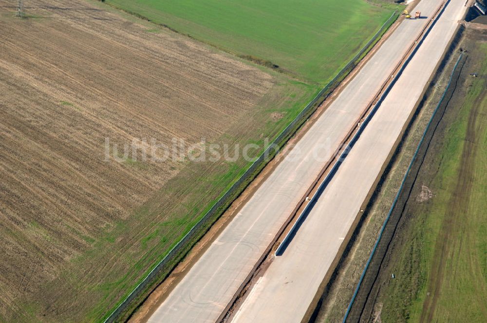 Wenigenlupnitz von oben - Baustelle des Autobahnverlauf A4 bei Wenigenlupnitz