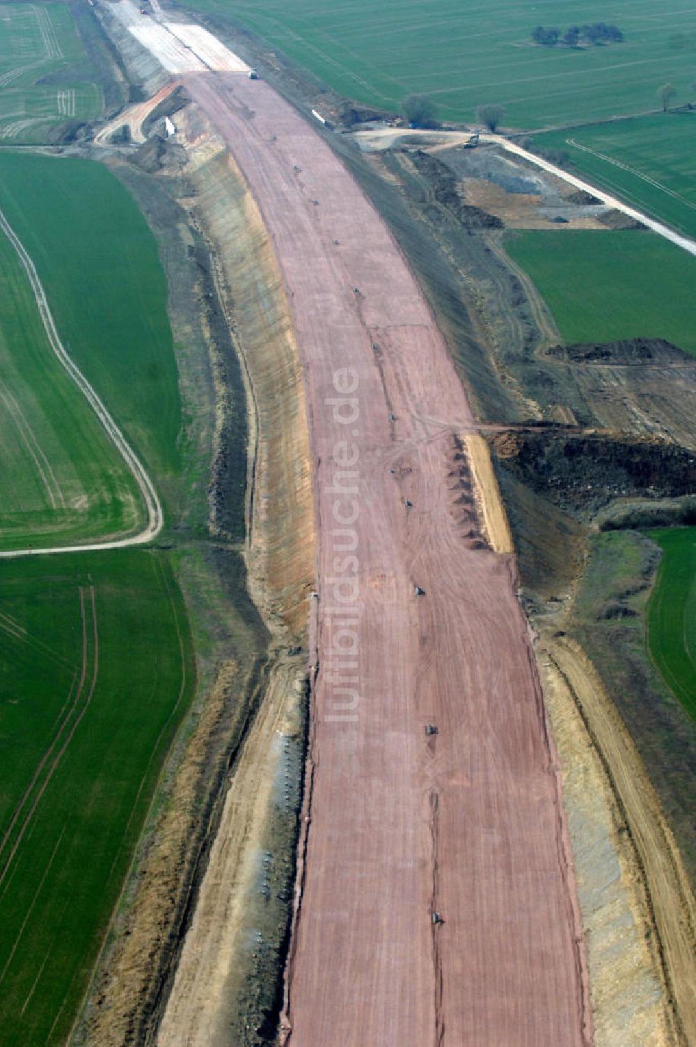 Stregda aus der Vogelperspektive: Baustelle A4 Autobahnverlauf nördlich von Stregda