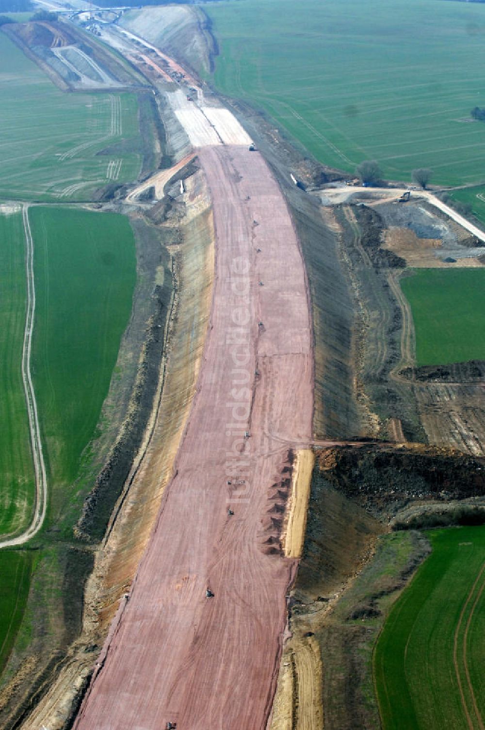 Luftbild Stregda - Baustelle A4 Autobahnverlauf nördlich von Stregda