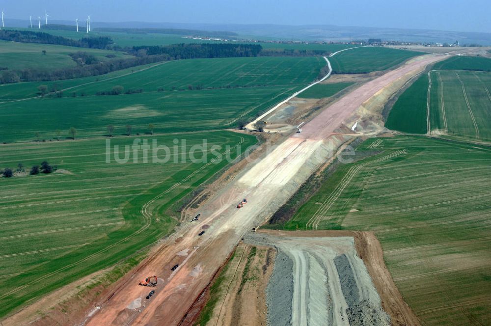 Luftbild Madelungen - Baustelle A4 Autobahnverlauf südwestlich von Madelungen