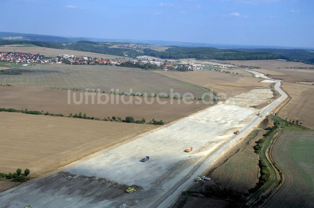 Luftbild GÖTTERN - Baustelle der Autobahnverlegung Europastrasse E40 A4 bei Jena