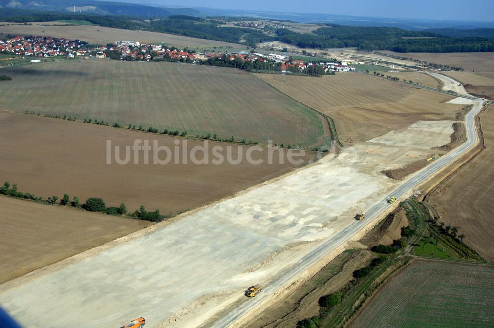 Luftaufnahme GÖTTERN - Baustelle der Autobahnverlegung Europastrasse E40 A4 bei Jena