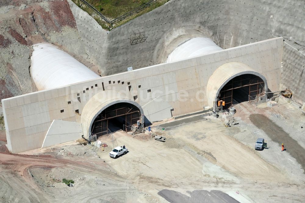 Luftbild Jena - Baustelle der Autobahnverlegung Europastrasse E40 A4 bei Jena in Thüringen