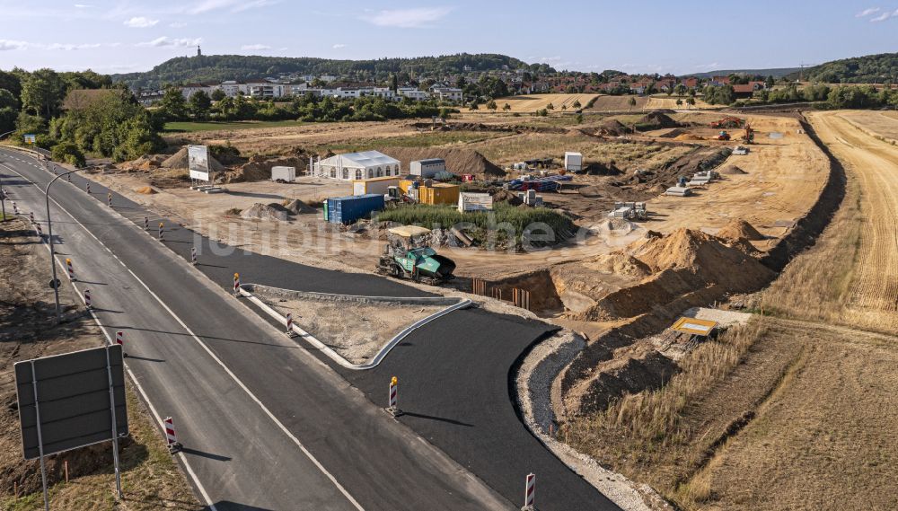 Amberg von oben - Baustelle am Autohandels- Gebäude des Autohauses Porsche Zentrum im Industriegebiet in Amberg im Bundesland Bayern, Deutschland