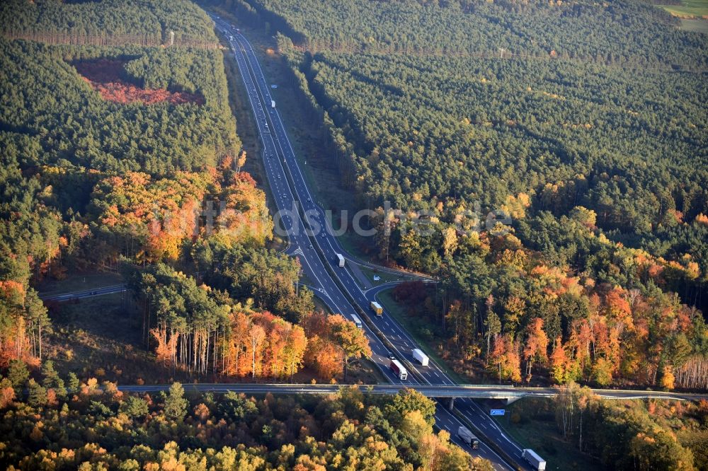 Luftbild Spreenhagen - Baustelle BAB A12 E30 der Autobahnabfahrt Storkow in Spreenhagen im Bundesland Brandenburg