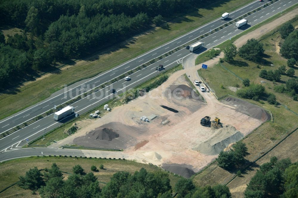 Heidesee aus der Vogelperspektive: Baustelle BAB A12 E30 in Heidesee im Bundesland Brandenburg