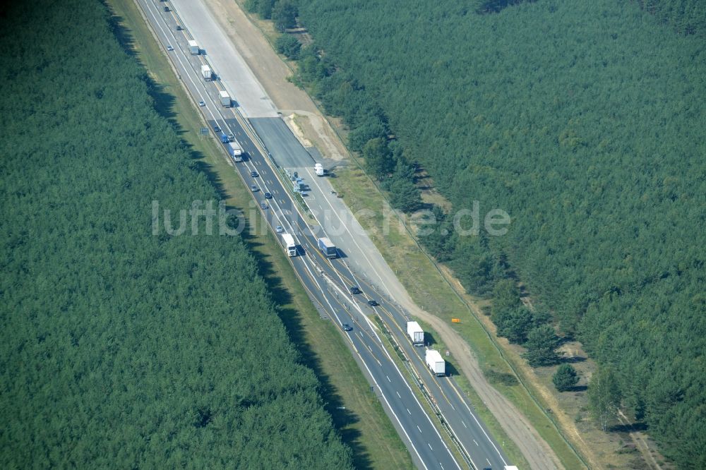 Luftaufnahme Heidesee - Baustelle BAB A12 E30 in Heidesee im Bundesland Brandenburg