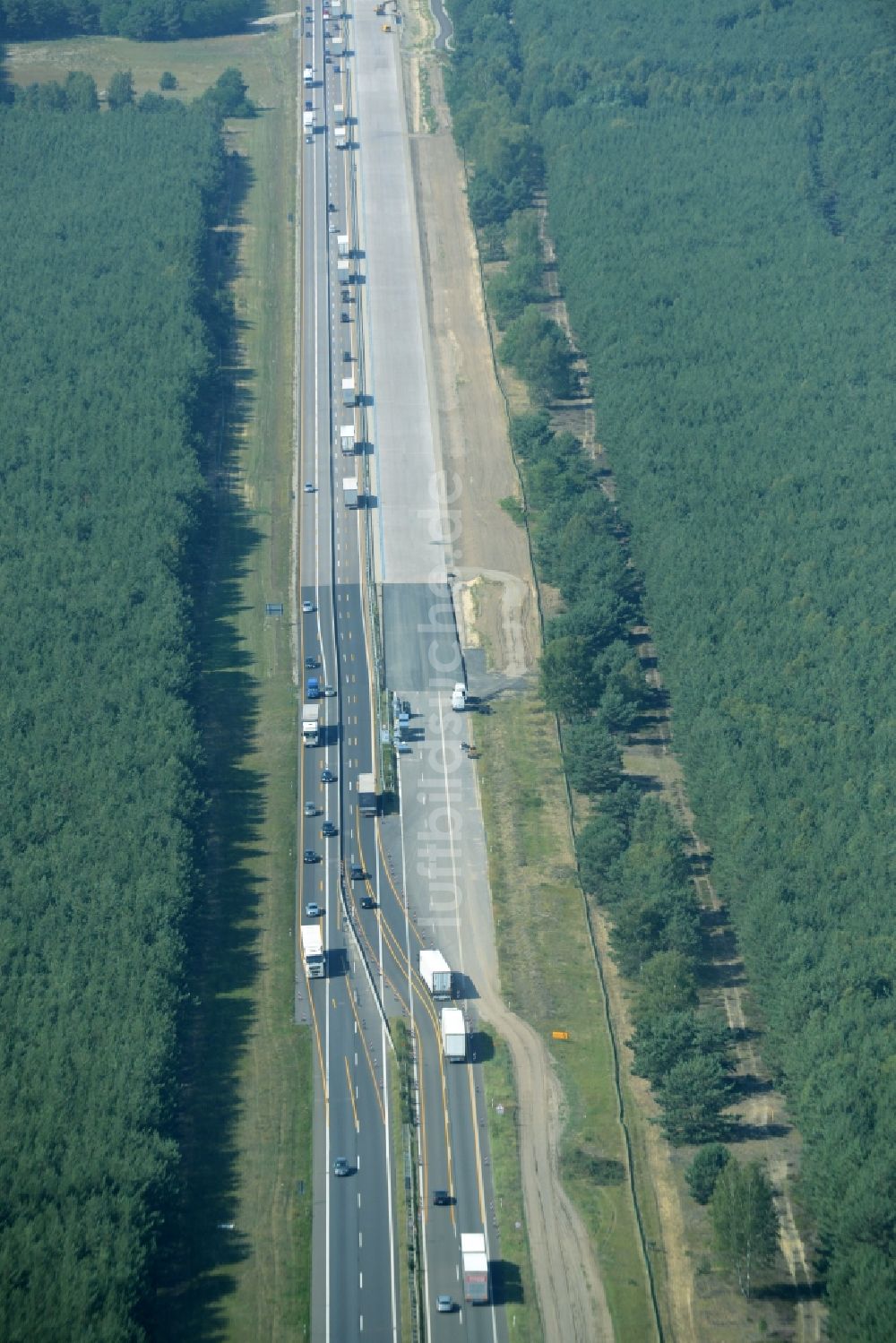 Heidesee von oben - Baustelle BAB A12 E30 in Heidesee im Bundesland Brandenburg