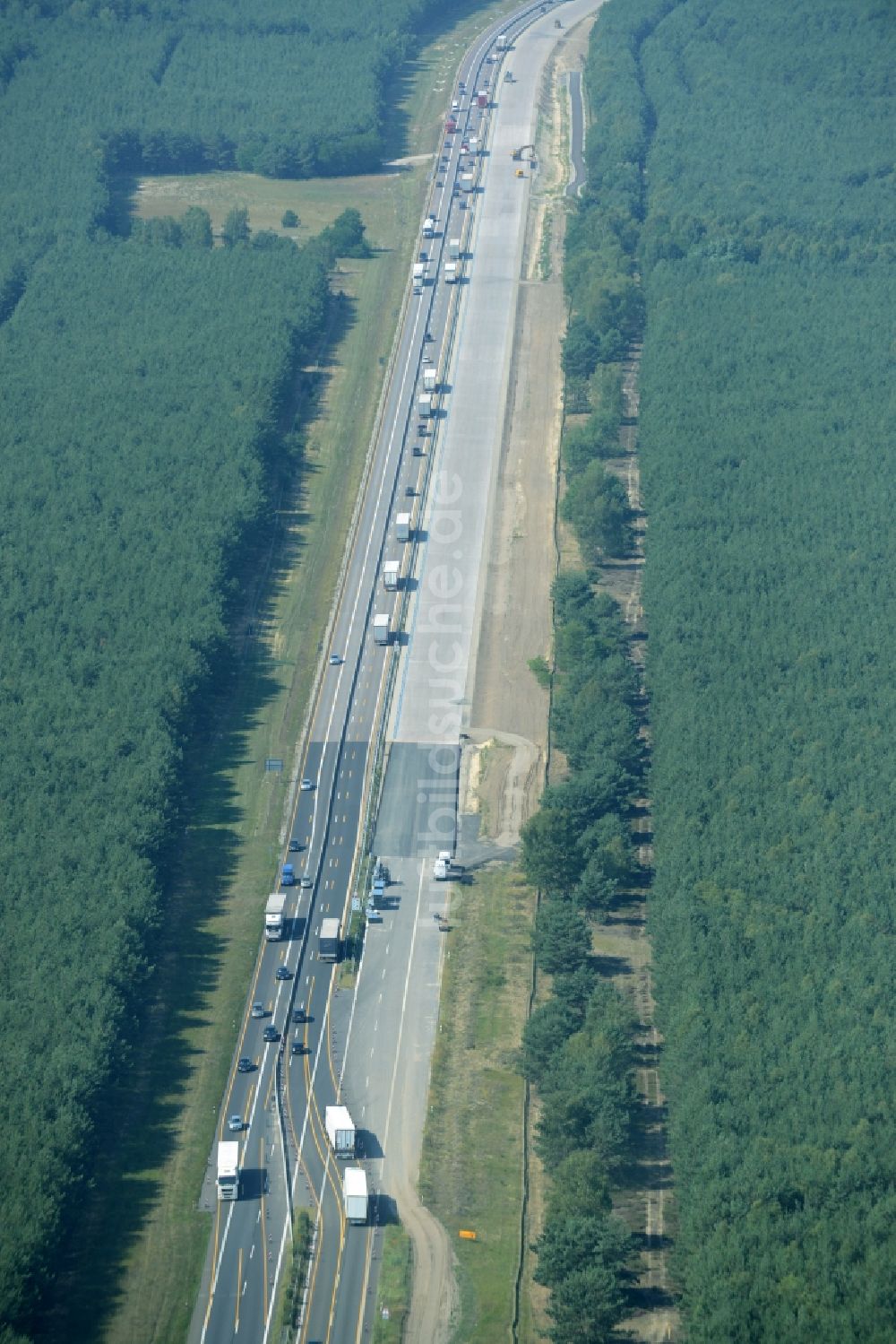 Heidesee aus der Vogelperspektive: Baustelle BAB A12 E30 in Heidesee im Bundesland Brandenburg