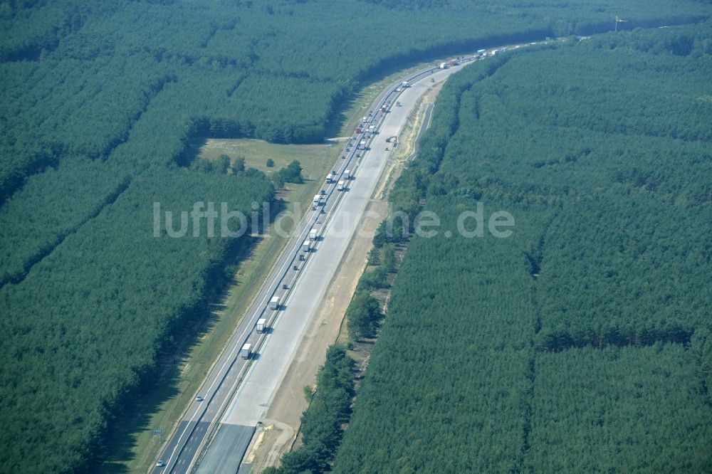 Luftbild Heidesee - Baustelle BAB A12 E30 in Heidesee im Bundesland Brandenburg