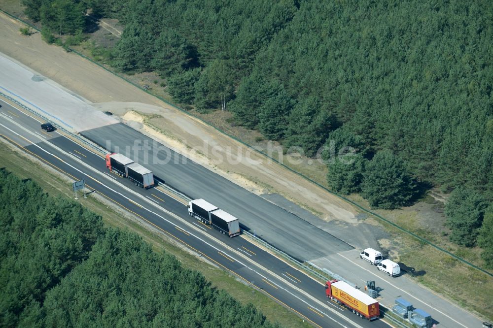 Luftaufnahme Heidesee - Baustelle BAB A12 E30 in Heidesee im Bundesland Brandenburg