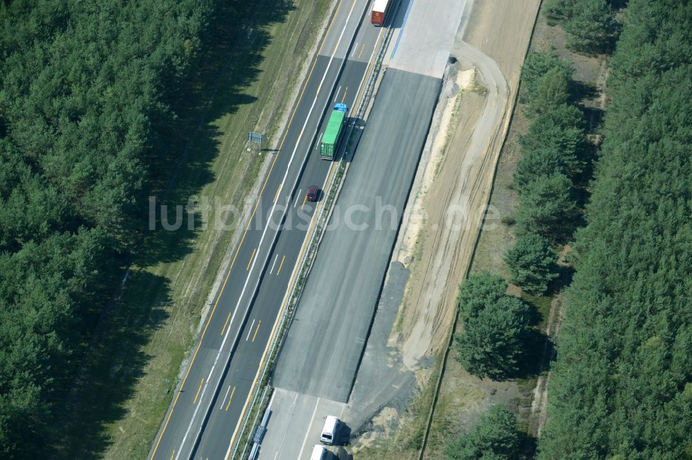 Luftbild Heidesee - Baustelle BAB A12 E30 in Heidesee im Bundesland Brandenburg