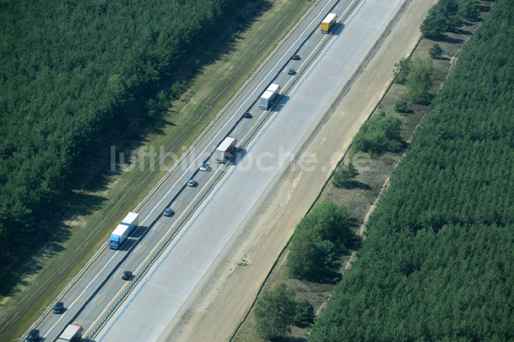 Luftaufnahme Heidesee - Baustelle BAB A12 E30 in Heidesee im Bundesland Brandenburg