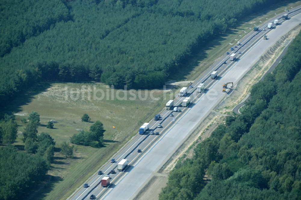 Heidesee von oben - Baustelle BAB A12 E30 in Heidesee im Bundesland Brandenburg