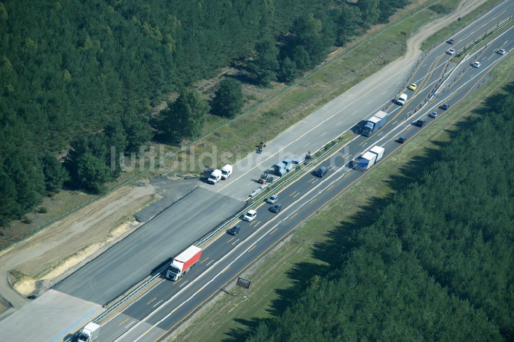 Luftaufnahme Heidesee - Baustelle BAB A12 E30 in Heidesee im Bundesland Brandenburg