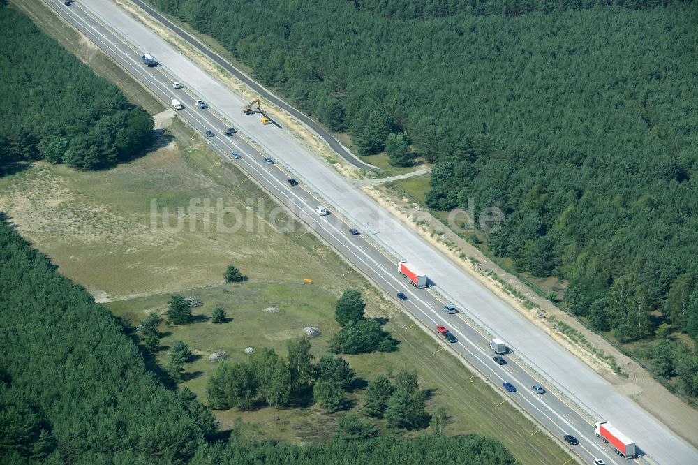 Heidesee von oben - Baustelle BAB A12 E30 in Heidesee im Bundesland Brandenburg