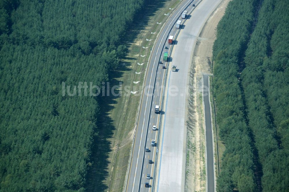 Luftbild Heidesee - Baustelle BAB A12 E30 in Heidesee im Bundesland Brandenburg