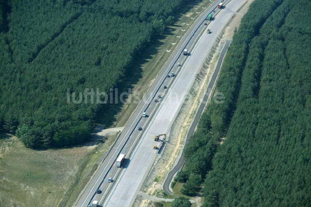 Luftaufnahme Heidesee - Baustelle BAB A12 E30 in Heidesee im Bundesland Brandenburg