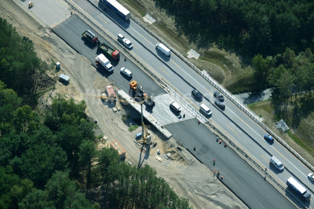 Heidesee von oben - Baustelle BAB A12 E30 in Heidesee im Bundesland Brandenburg