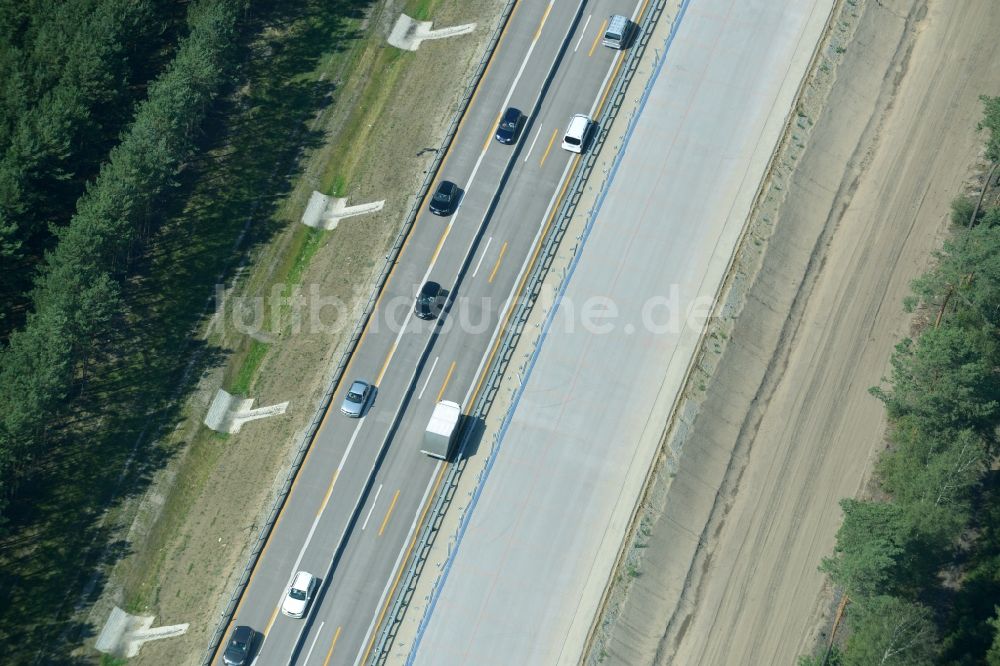 Heidesee von oben - Baustelle BAB A12 E30 in Heidesee im Bundesland Brandenburg