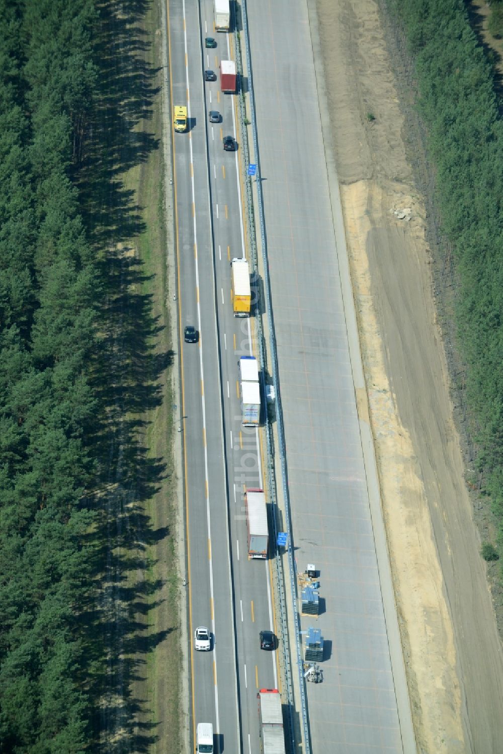 Luftaufnahme Heidesee - Baustelle BAB A12 E30 in Heidesee im Bundesland Brandenburg