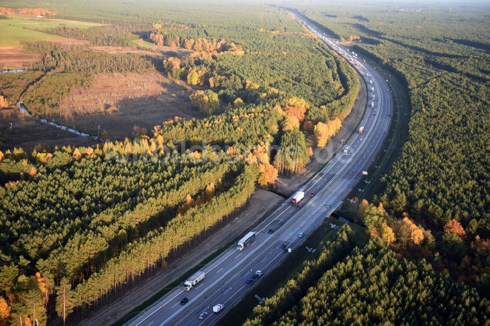 Heidesee aus der Vogelperspektive: Baustelle BAB A12 E30 in Heidesee im Bundesland Brandenburg