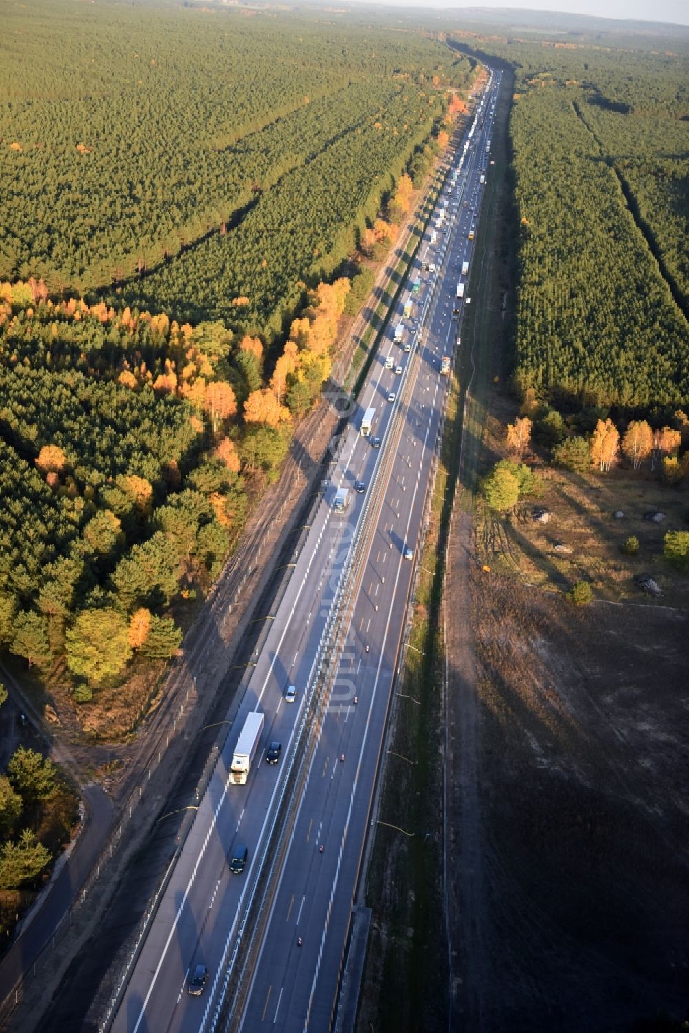 Spreenhagen von oben - Baustelle BAB A12 E30 in Heidesee im Bundesland Brandenburg