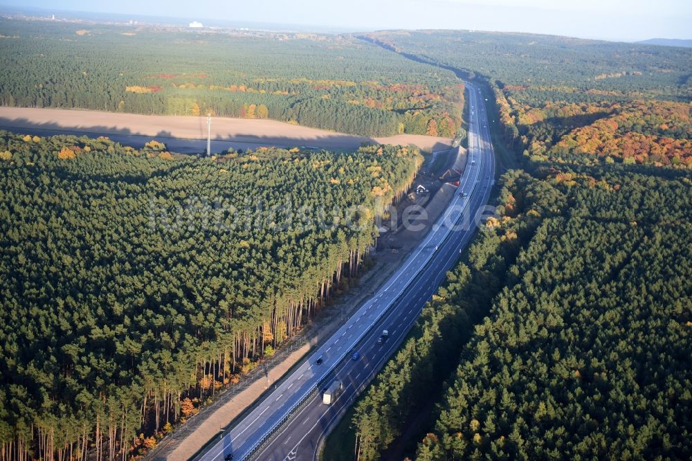 Spreenhagen von oben - Baustelle BAB A12 E30 in Heidesee im Bundesland Brandenburg