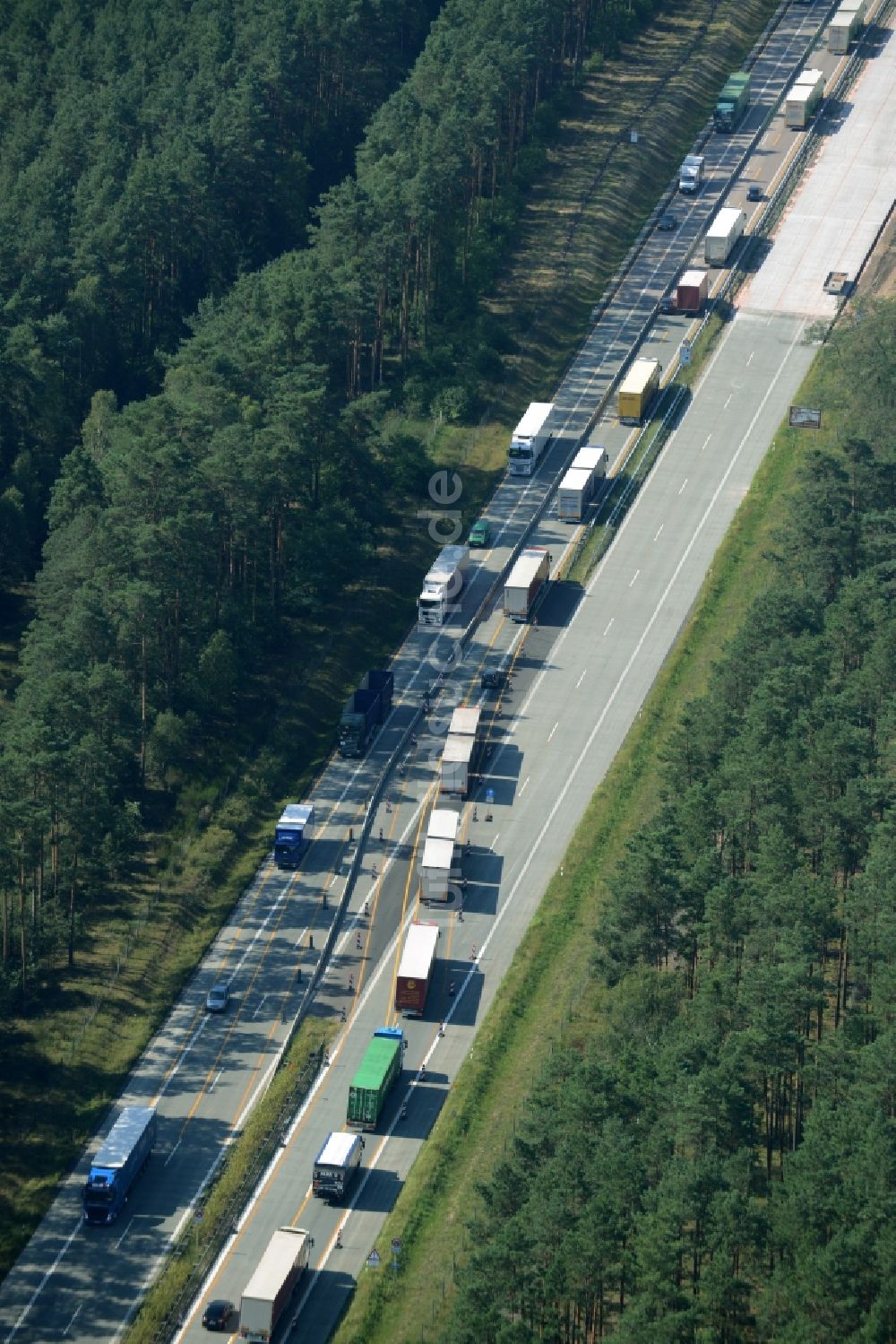 Spreenhagen von oben - Baustelle BAB A12 E30 in Spreenhagen im Bundesland Brandenburg