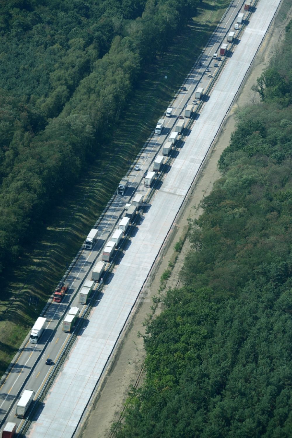 Spreenhagen von oben - Baustelle BAB A12 E30 in Spreenhagen im Bundesland Brandenburg