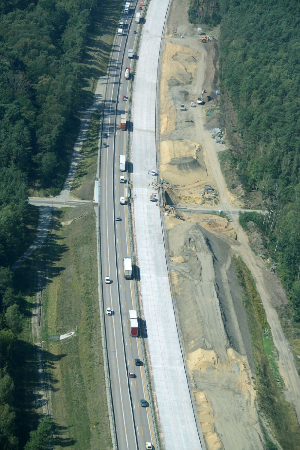 Luftaufnahme Spreenhagen - Baustelle BAB A12 E30 in Spreenhagen im Bundesland Brandenburg