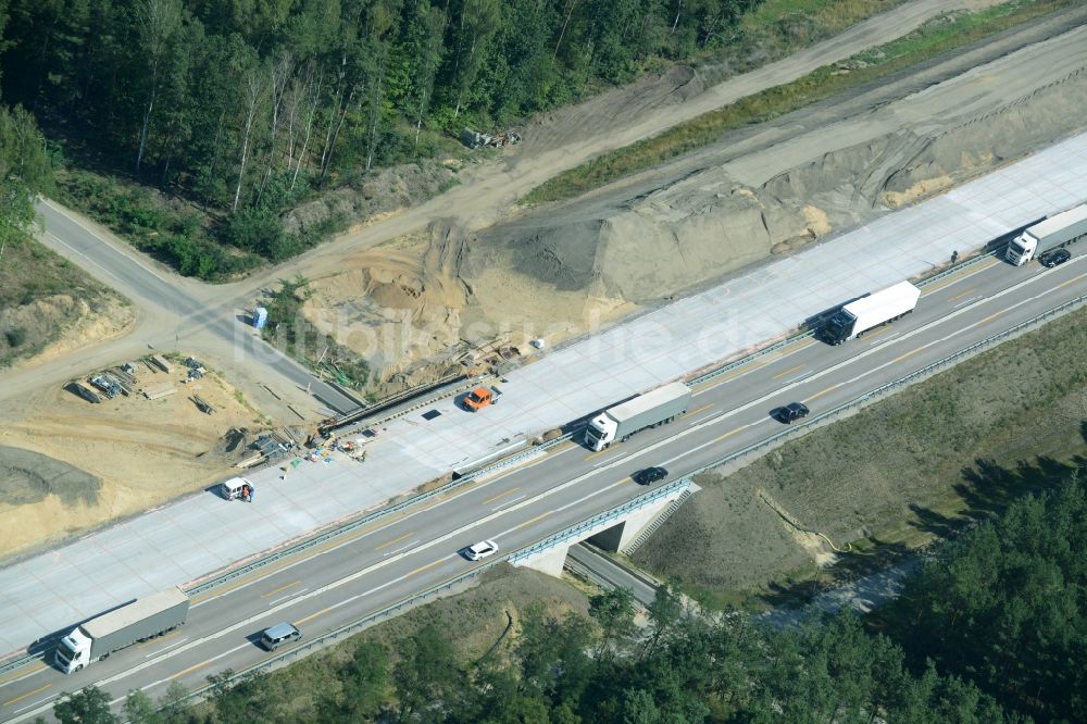 Spreenhagen von oben - Baustelle BAB A12 E30 in Spreenhagen im Bundesland Brandenburg