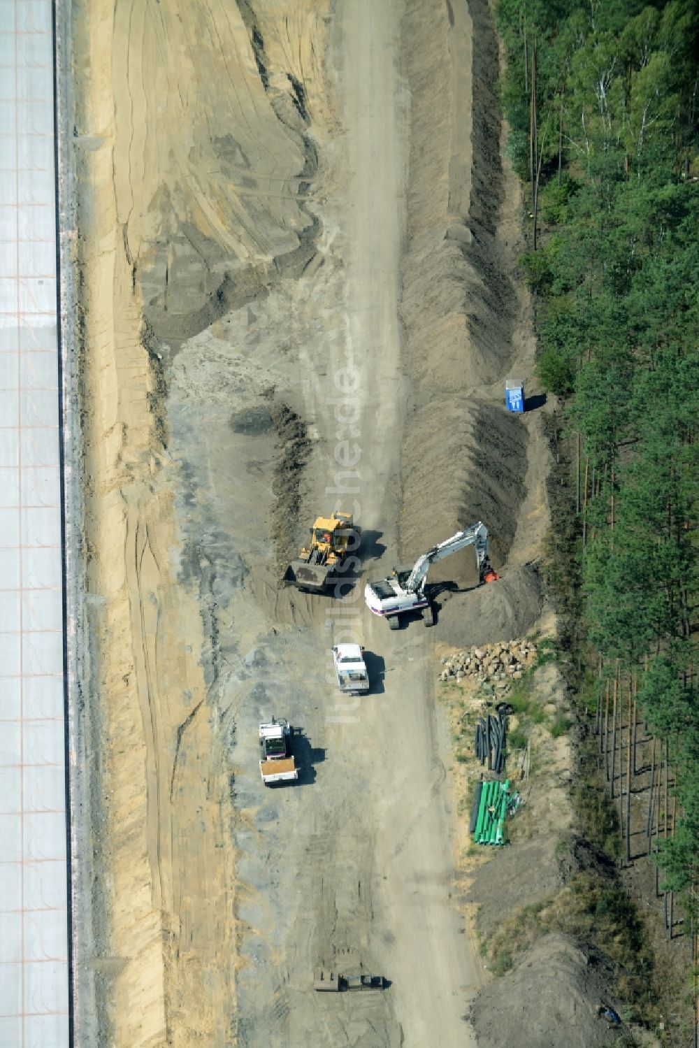 Luftaufnahme Spreenhagen - Baustelle BAB A12 E30 in Spreenhagen im Bundesland Brandenburg