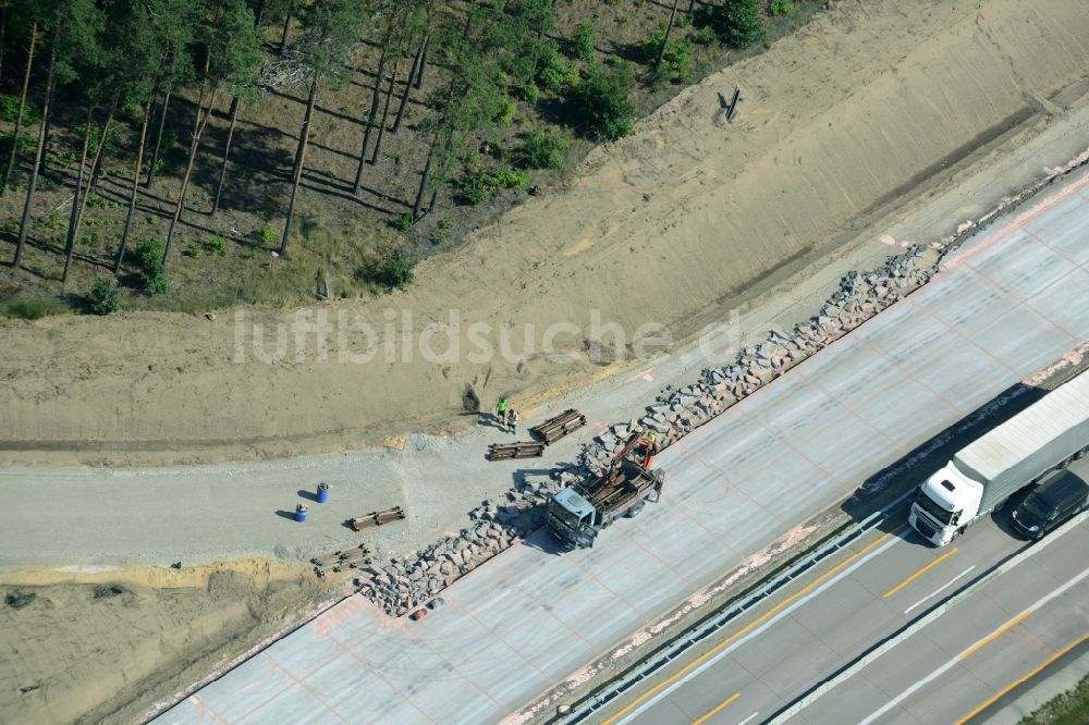 Spreenhagen von oben - Baustelle BAB A12 E30 in Spreenhagen im Bundesland Brandenburg