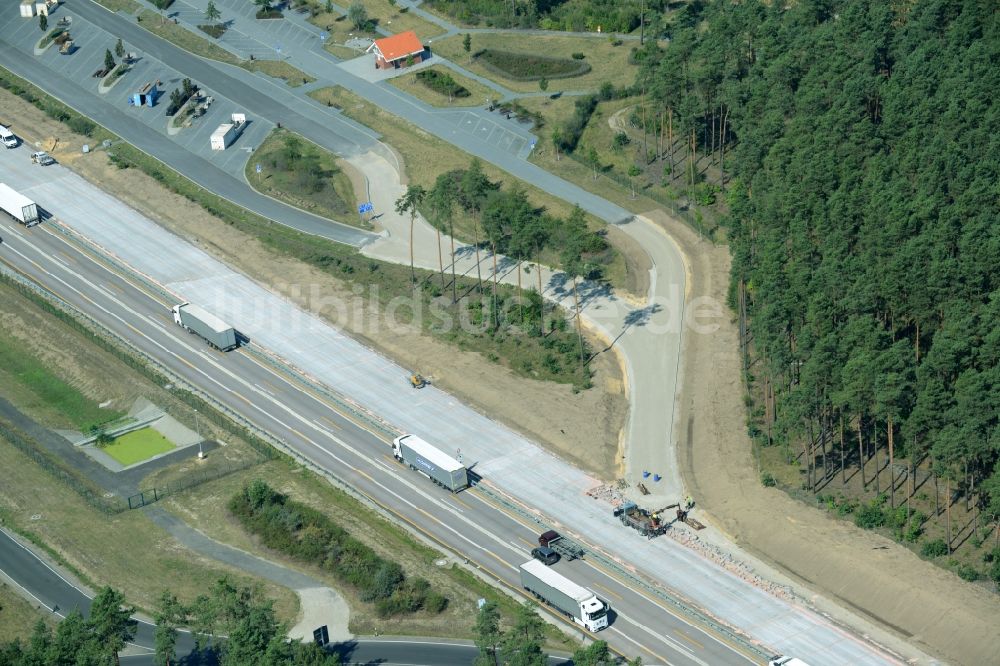 Luftaufnahme Spreenhagen - Baustelle BAB A12 E30 in Spreenhagen im Bundesland Brandenburg