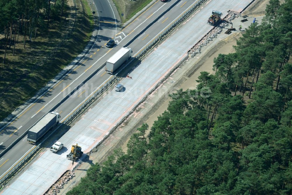 Luftbild Spreenhagen - Baustelle BAB A12 E30 in Spreenhagen im Bundesland Brandenburg