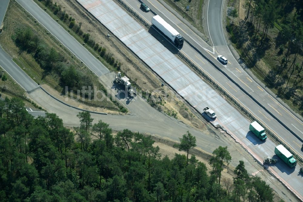 Spreenhagen von oben - Baustelle BAB A12 E30 in Spreenhagen im Bundesland Brandenburg