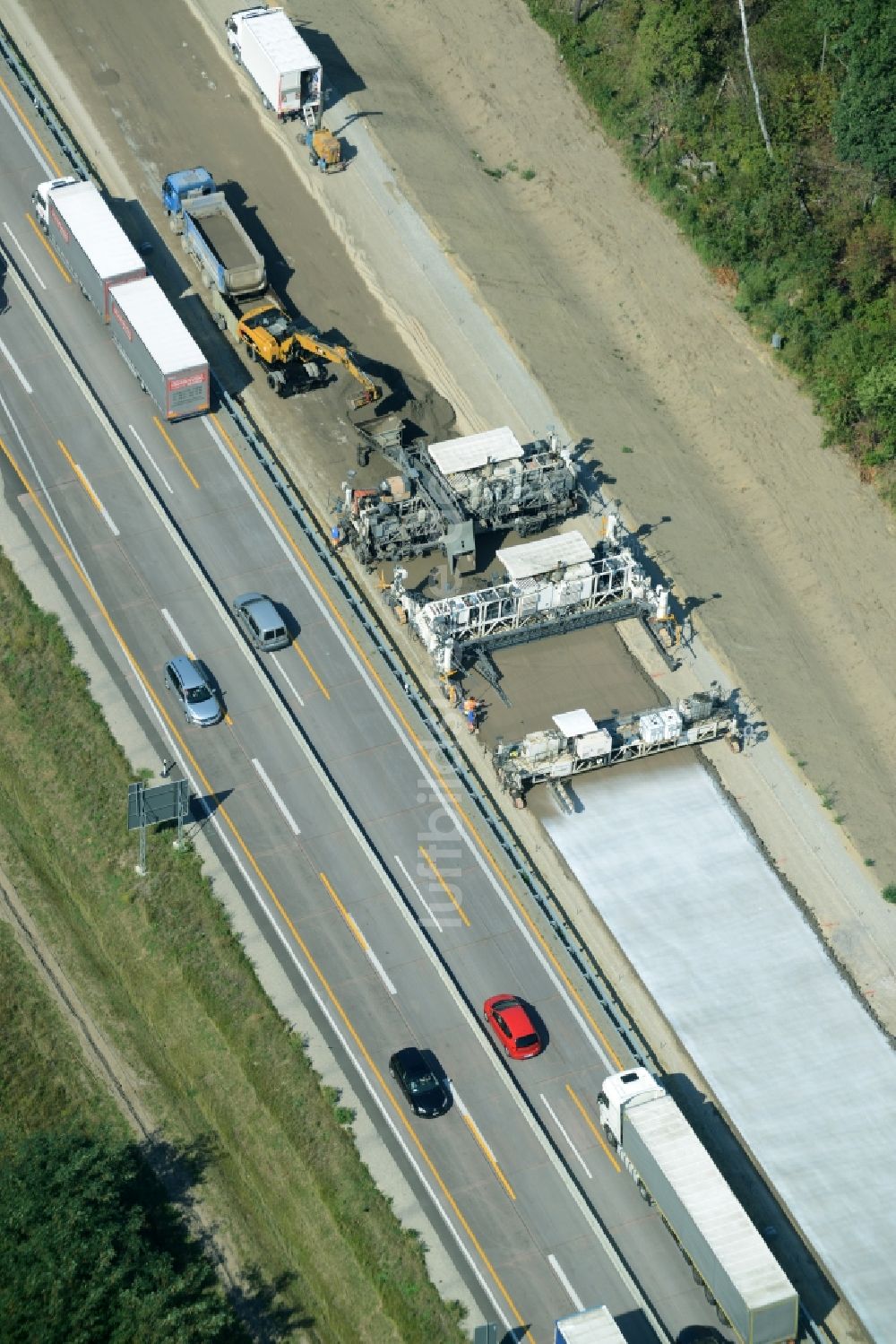 Luftaufnahme Spreenhagen - Baustelle BAB A12 E30 in Spreenhagen im Bundesland Brandenburg