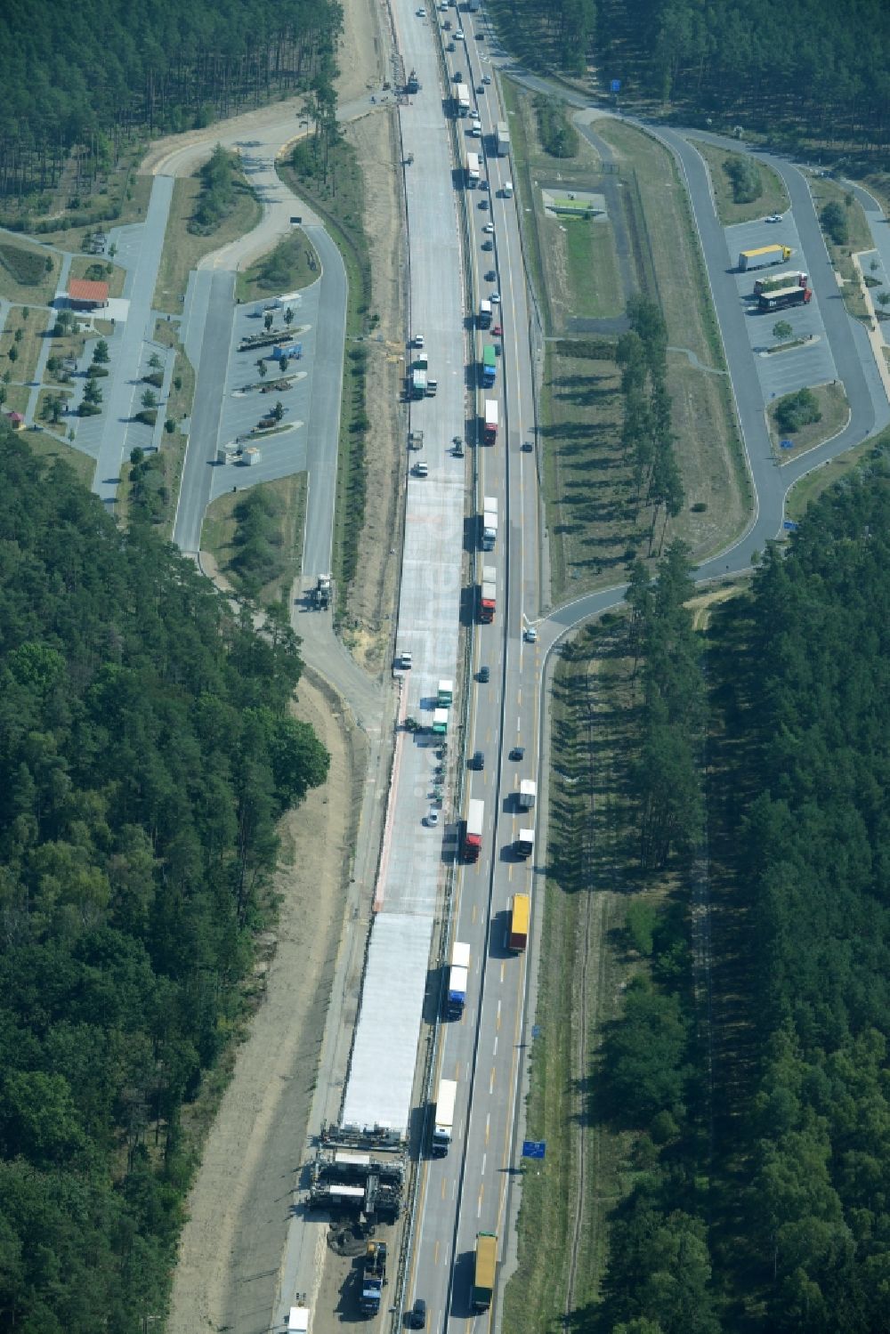 Luftbild Spreenhagen - Baustelle BAB A12 E30 in Spreenhagen im Bundesland Brandenburg