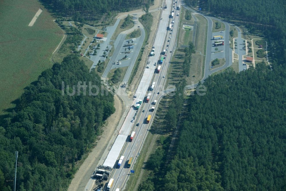 Luftaufnahme Spreenhagen - Baustelle BAB A12 E30 in Spreenhagen im Bundesland Brandenburg