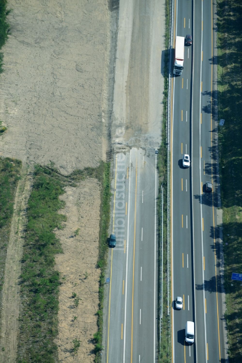 Spreenhagen von oben - Baustelle BAB A12 E30 in Spreenhagen im Bundesland Brandenburg