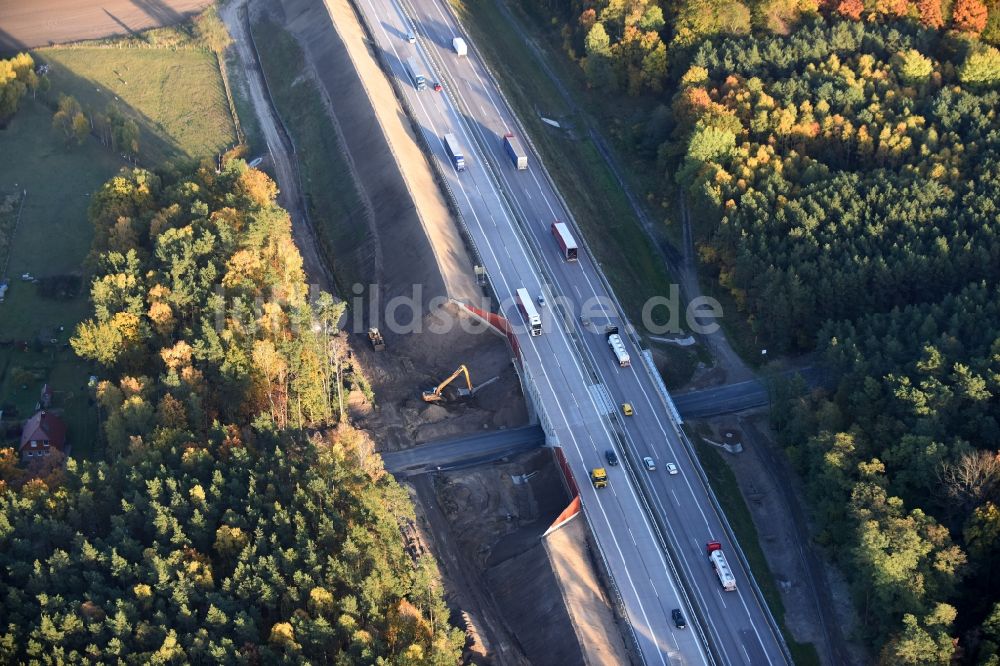 Spreenhagen von oben - Baustelle BAB A12 E30 in Spreenhagen im Bundesland Brandenburg