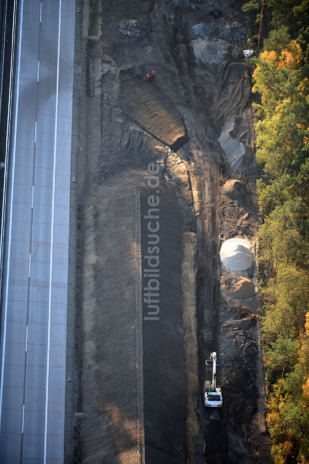 Spreenhagen von oben - Baustelle BAB A12 E30 in Spreenhagen im Bundesland Brandenburg