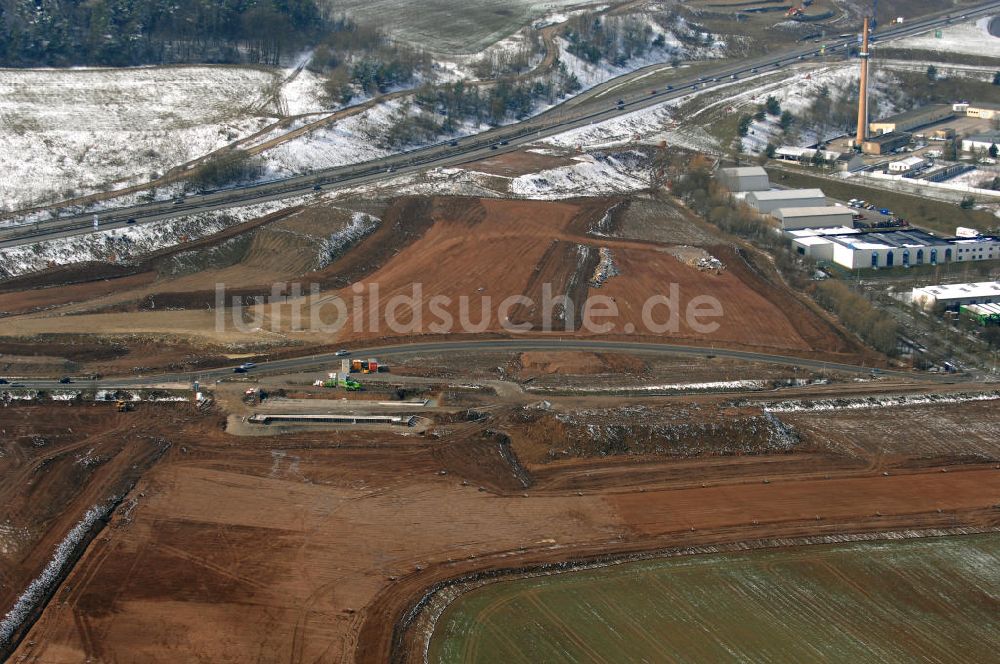 Eisenach von oben - Baustelle der BAB A 4 - Umfahrung Hörselberge in Thüringen bei Eisenach